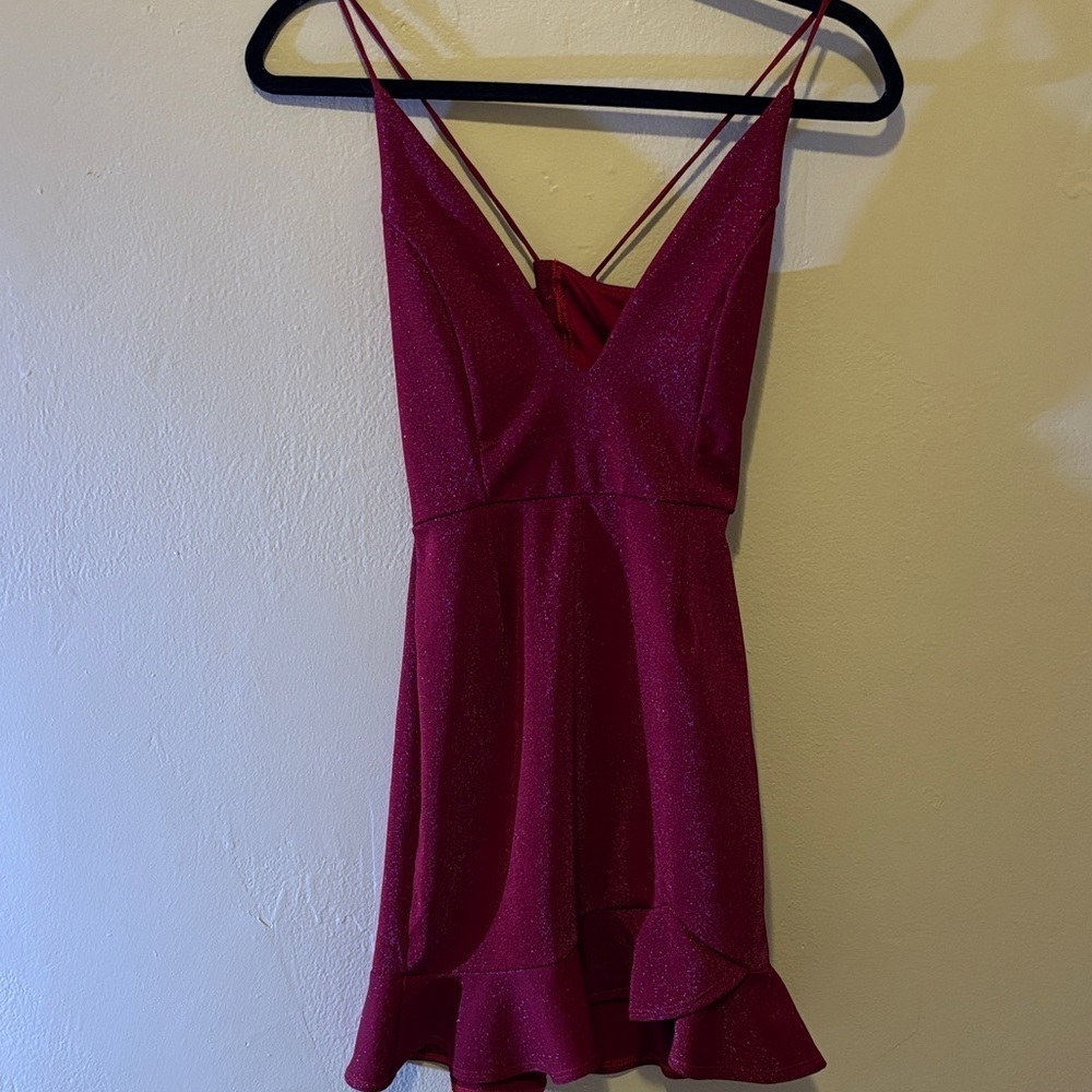 Lucy in the Sky Sparkling Burgundy Mini Dress